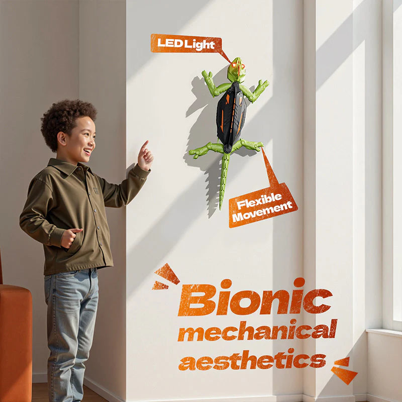 AQA Wall Crawler Gecko Toy – Remote Control Lizard with LED Eyes & 360° Spin