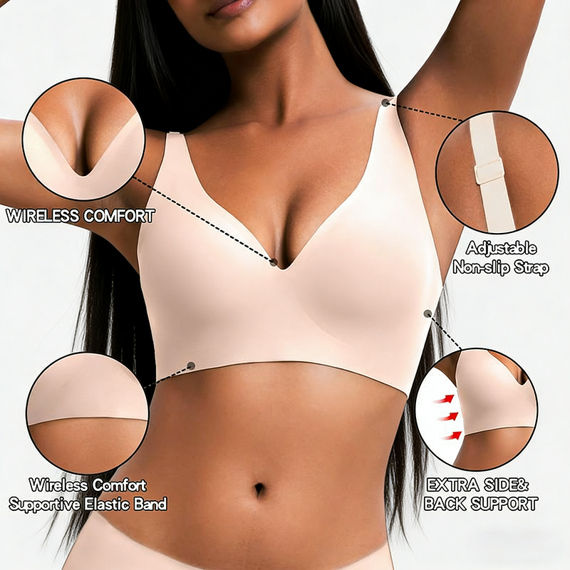 🔥Holiday Offer Ends Soon! Women’s Wireless Deep V Push-Up Bralette — Ultra-Comfortable T-Shirt Bra